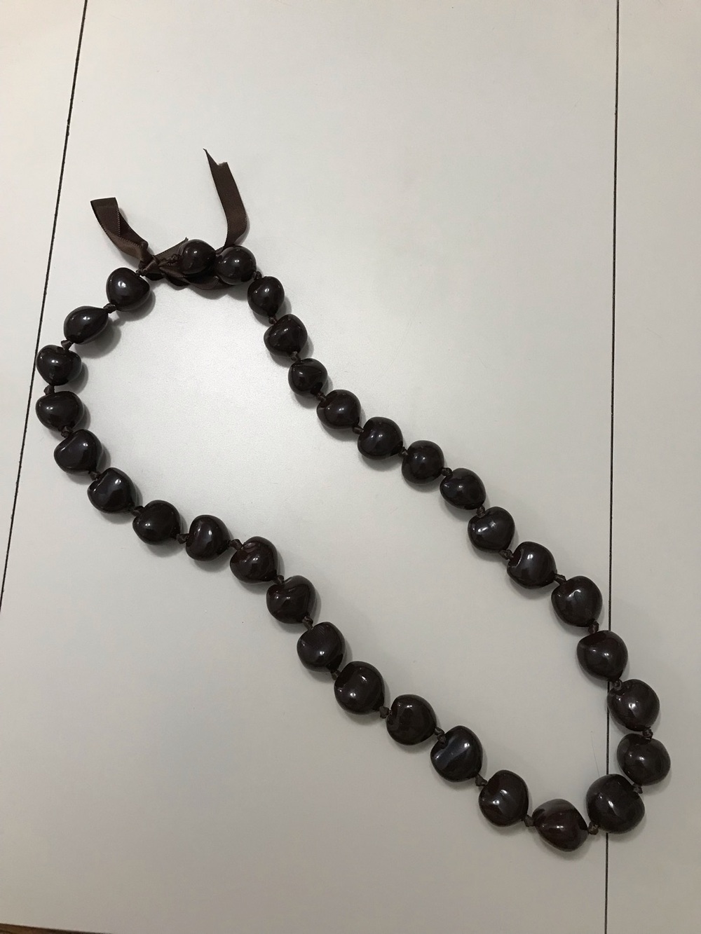 Hawaiian Brown Kukui Nut Lei Necklace 32”